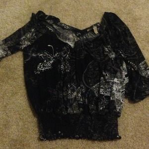 Cute black white and grey butterfly top