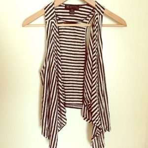 INC black and white stripes sleeveless cardigan