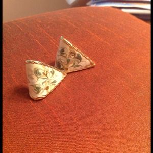 Gold Tone Painted Earrings