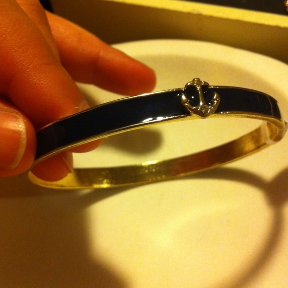 Navy blue anchor bangle bracelet