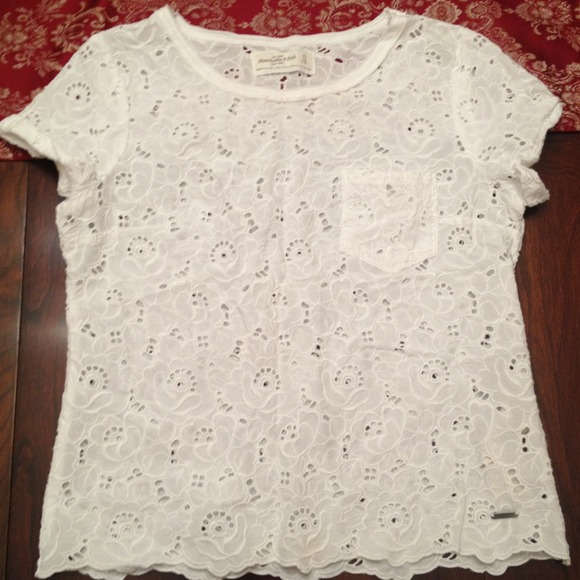 Floral plain white Abercrombie top.