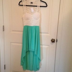 Teal and lace dress