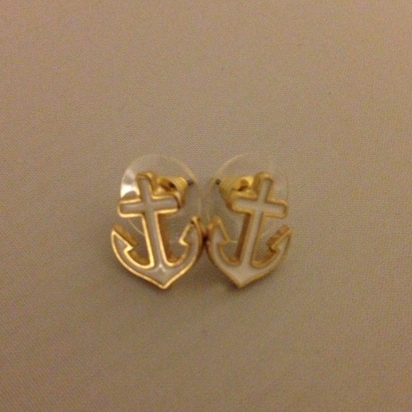 Brand New: White Anchor Earrings