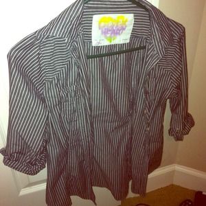 Gray vertical stripe button up