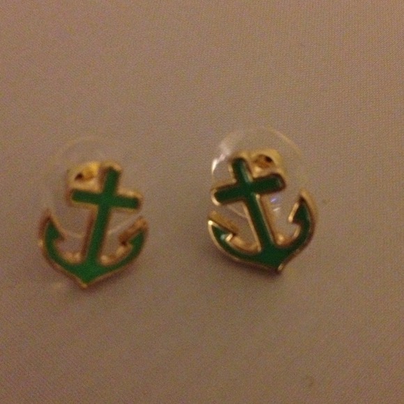 Brand New: Green Anchor Earrings