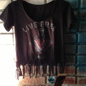 Black fringed half shirt