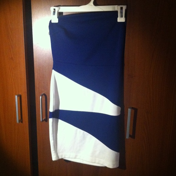 Blue and white tight dress