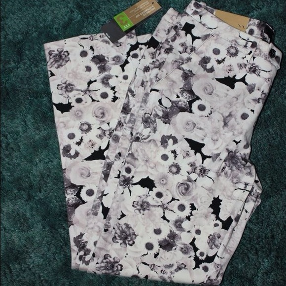 Black and White Floral Pants