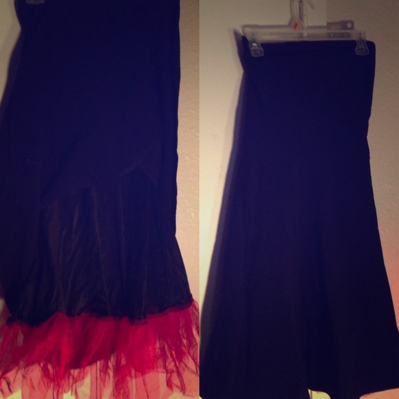 Black dress and pink lace underneath