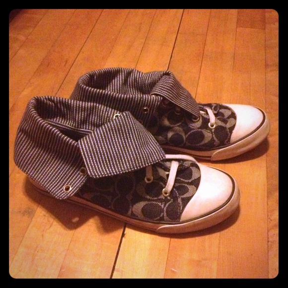 Authentic Coach denim fold over sneakers size 9.5