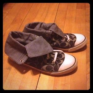 Authentic Coach denim fold over sneakers size 9.5