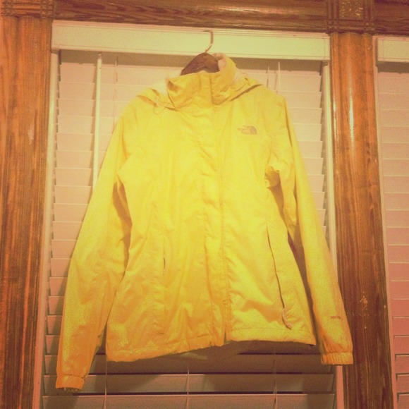 North face yellow rain jacket