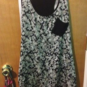 Dressy black and silver top!