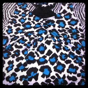 Blue leopard dressy top!