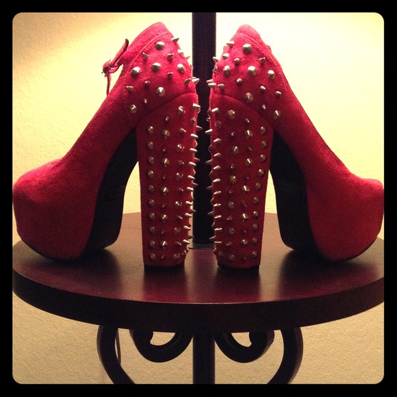 Jc inspired pink peep toe silver studded heels