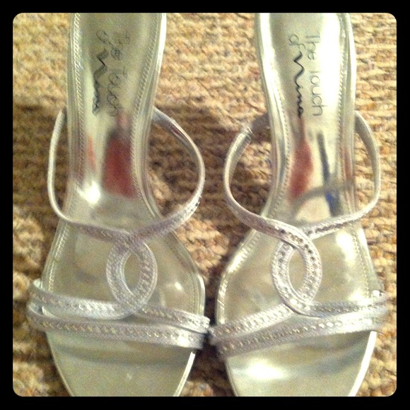 Silver rhinestone formal heels