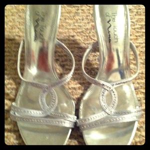 Silver rhinestone formal heels