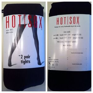 Hot Sox Black Opaque Tights, M/L (2 pair)