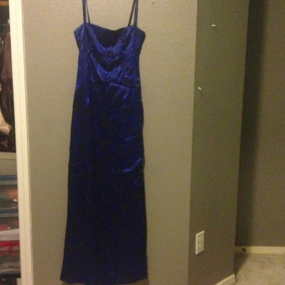 Blue dress with black flowers