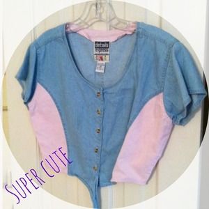 Denim button down crop top