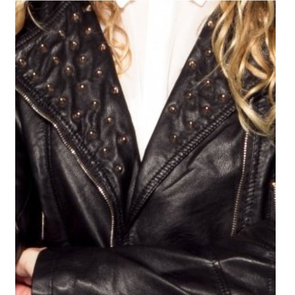 HOST PICK!! Spiked Leather-like Moto Jacket - Picture 2 of 4
