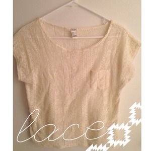 Ivory Lace Short Sleeve Top Heritage (Forever) 21