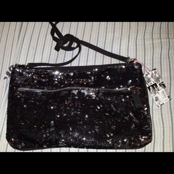NEW Victoria's Secret Black Sequin Crossbody Bag
