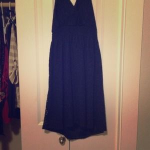 Navy floral lace knee length dress