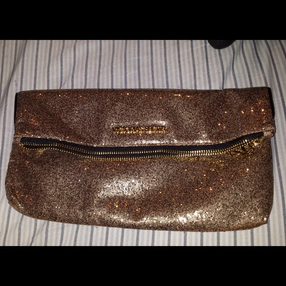 Victoria's Secret Gold Sequin Foldover Clutch