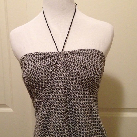 Black & White Side Zip Spaghetti Halter Dress - Picture 2 of 4