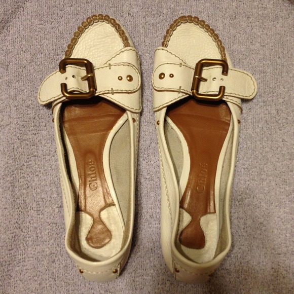 Authentic Chloe white flats 8.5