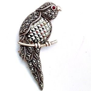 Vintage Art Deco Victorian Steampunk Parrot Brooch