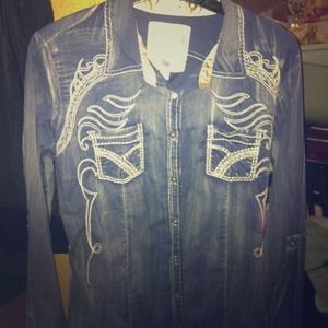Roar denim button up shirt