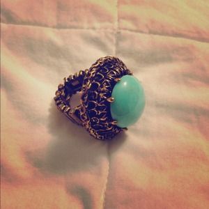 Rusty gold and turquoise ring