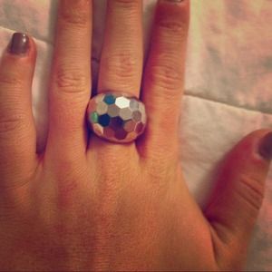Disco ball silver ring