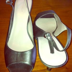 Nine West Gray Open Toe Sling Back Platform Sz 9.5