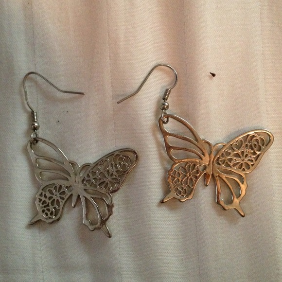 Silver butterfly earrings