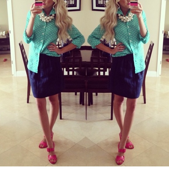 Navy blue linen Jcrew skirt