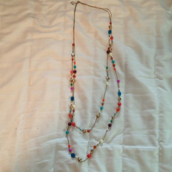 Multicolored layered beaded necklace