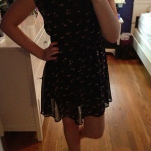 Vintage inspired flowy navy dress