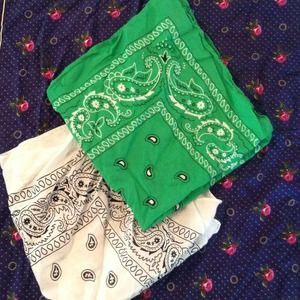 Green and White Bandanas