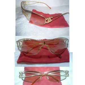 Chanel Sunglasses Logo CC Gold Rhinestone