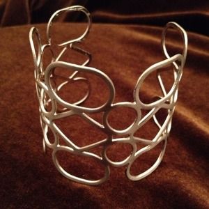 Shapes cuff bracelet silver tone