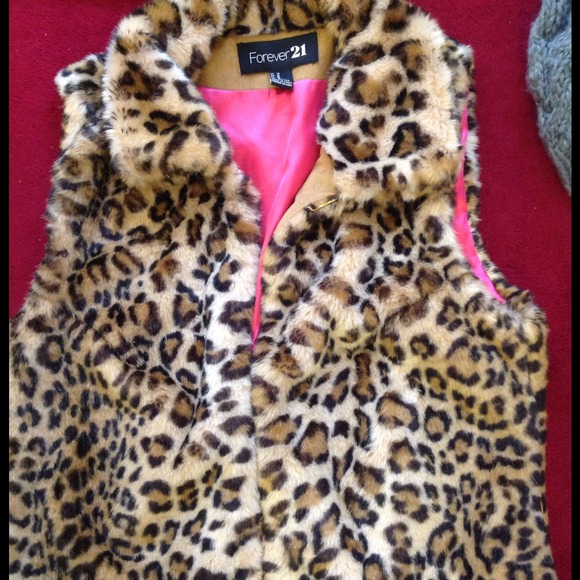 Leopard Print fur vest