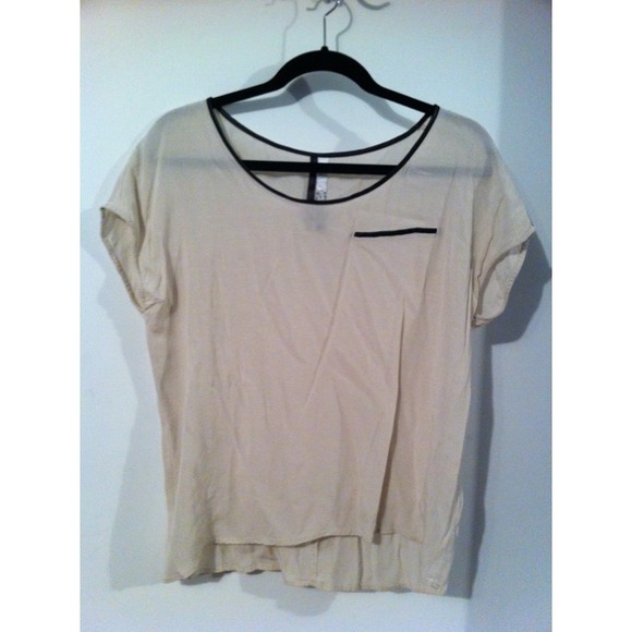 Short Sleeve Shirt with Leather Trim