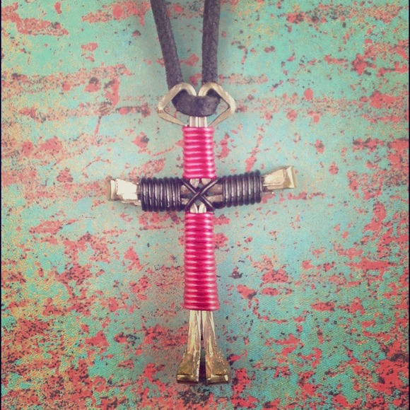 Black and Pink Cross Necklace