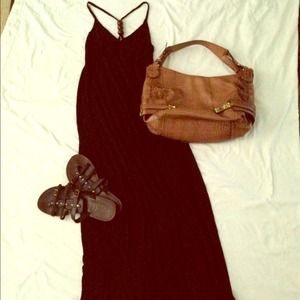 ❌Sold bundle❌Black Maxi dress /black sandals