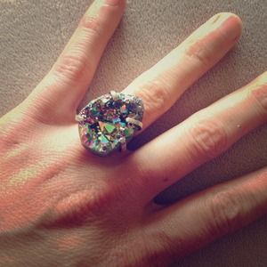 Fun multicolor rock ring! Size 6 adjustable!