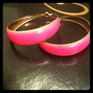 Hot pink hoop earrings