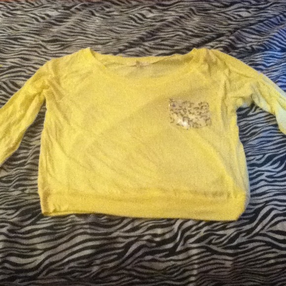 Yellow sparkly pocket sweater